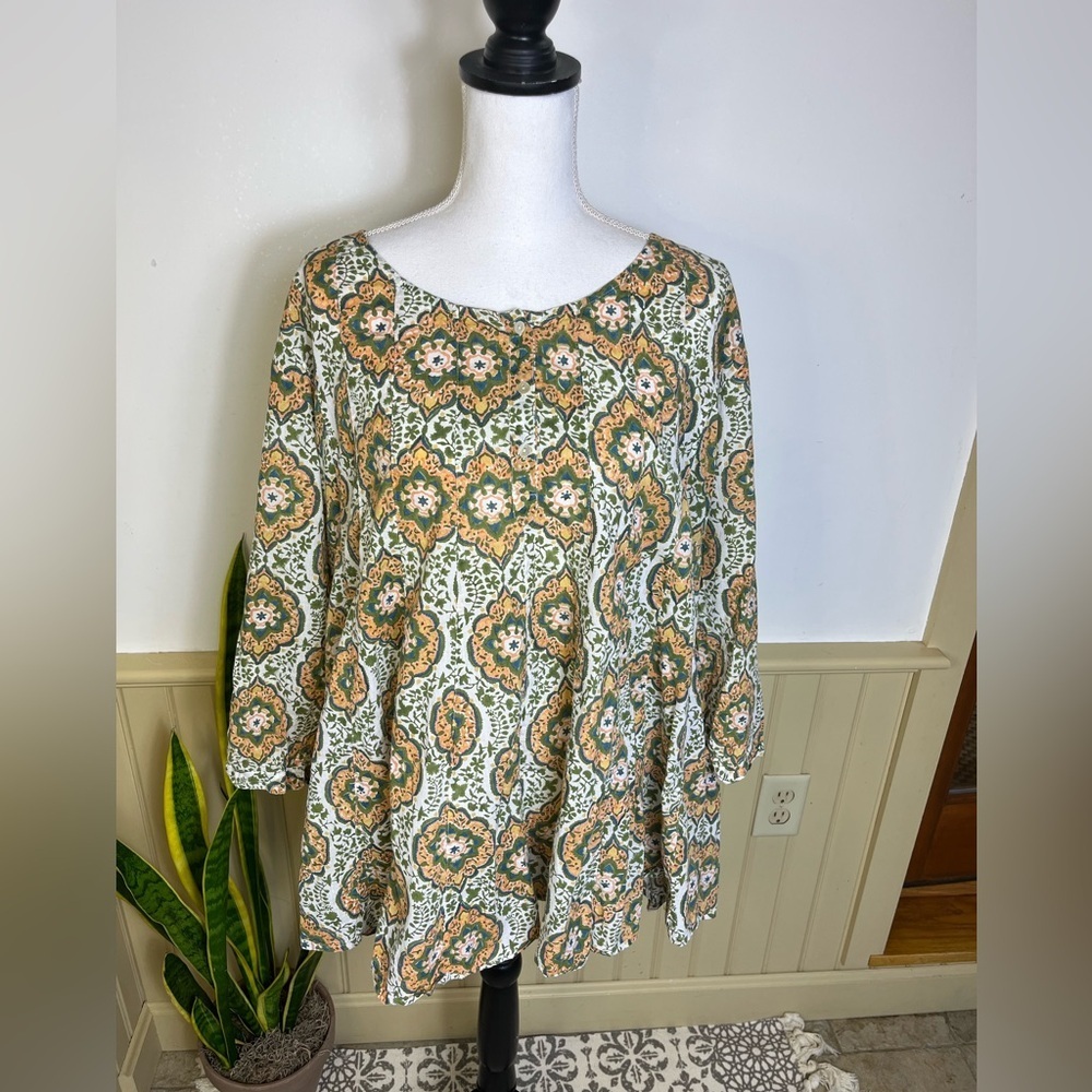 Sutii Handmade India Cotton Dress M Boho Floral Folk Tunic Peasant Style